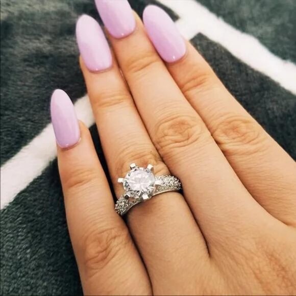 NEW 925 STERLING SILVER 2 CT DIAMOND ENGAGEMENT RING, BEAUTIFUL RING, SHINY RING - Picture 5 of 6